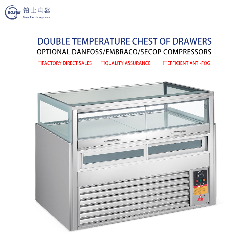 High end Beautiful Double Temperature Drawer Showcase CTG-1200B / 2