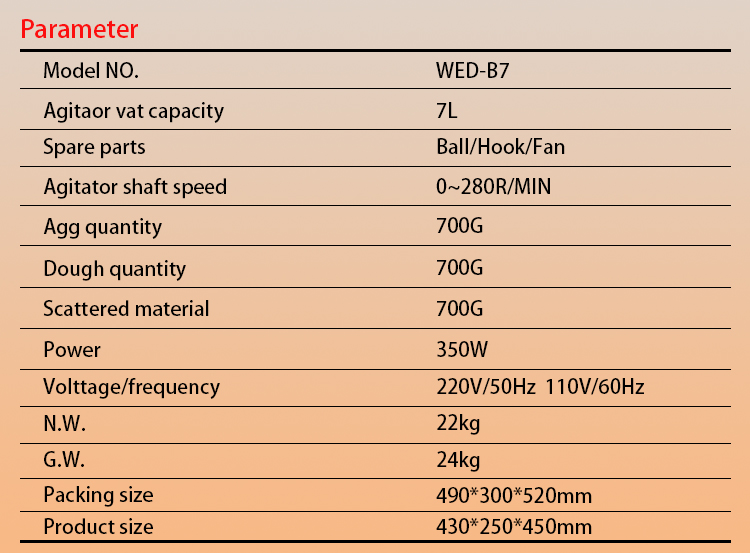 搅拌机-技术参数