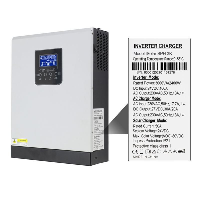 Solar Inverter ISolar SPH 3K 3KVA 24V MPPT 40A All in One 2400W Charge and Discharge Controller / 3