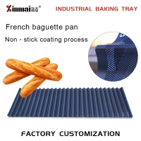 Baking trays for industrial food production lines, non - stick trays for baguettes, made of customized aluminum alloy.