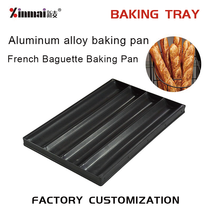 Customization American Style Aluminum Alloy Not Stick 4-rows French Baking Tray French Pan Baking Tray / 1