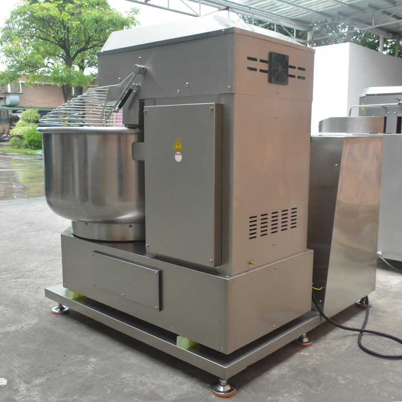 Commercial food factory tippable mixer, spiral - type bread baguette dough mixer right - hand side reversible mixing / 4
